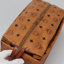 MCM Logogram Vicetos Pouch PVC Leather Brown Gold Auth BA4160-5