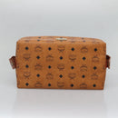MCM Logogram Vicetos Pouch PVC Leather Brown Gold Auth BA4160-6