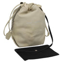 SAINT LAURENT Chain Teddy Small Shoulder Bag Leather White Silver Auth BA4161-1