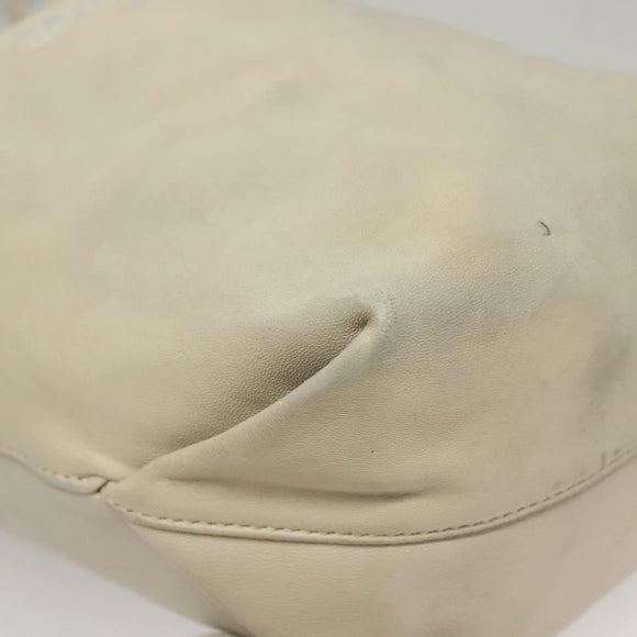 SAINT LAURENT Chain Teddy Small Shoulder Bag Leather White Silver Auth BA4161