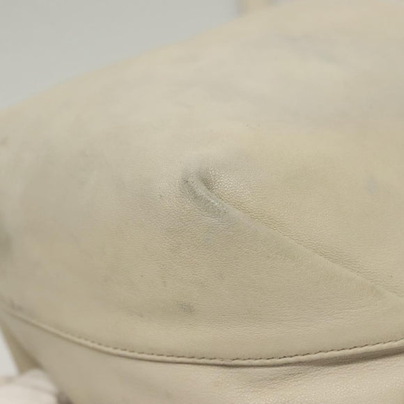 SAINT LAURENT Chain Teddy Small Shoulder Bag Leather White Silver Auth BA4161