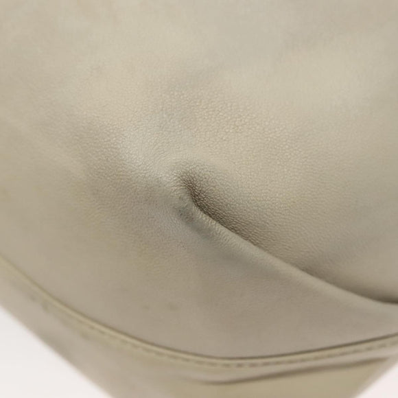 SAINT LAURENT Chain Teddy Small Shoulder Bag Leather White Silver Auth BA4161