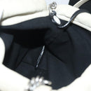 SAINT LAURENT Chain Teddy Small Shoulder Bag Leather White Silver Auth BA4161-17