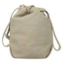 SAINT LAURENT Chain Teddy Small Shoulder Bag Leather White Silver Auth BA4161-2