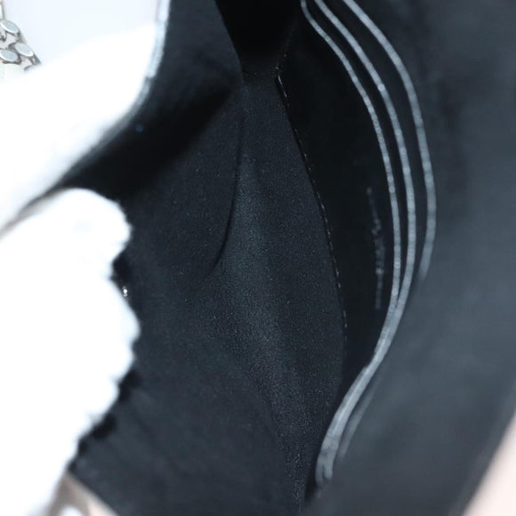 SAINT LAURENT Chain Teddy Small Shoulder Bag Leather White Silver Auth BA4161