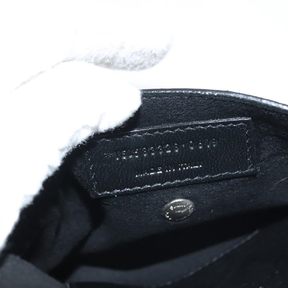 SAINT LAURENT Chain Teddy Small Shoulder Bag Leather White Silver Auth BA4161