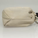 SAINT LAURENT Chain Teddy Small Shoulder Bag Leather White Silver Auth BA4161-4