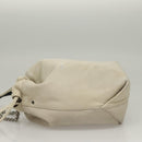 SAINT LAURENT Chain Teddy Small Shoulder Bag Leather White Silver Auth BA4161-5