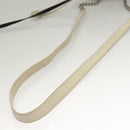 SAINT LAURENT Chain Teddy Small Shoulder Bag Leather White Silver Auth BA4161-7