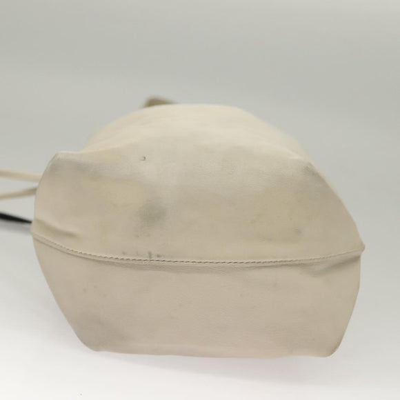 SAINT LAURENT Chain Teddy Small Shoulder Bag Leather White Silver Auth BA4161