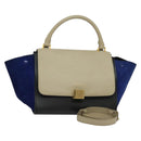 CELINE Trapeze Hand Bag Leather 2way Beige Gold Auth BA4167-1