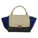 CELINE Trapeze Hand Bag Leather 2way Beige Gold Auth BA4167-13