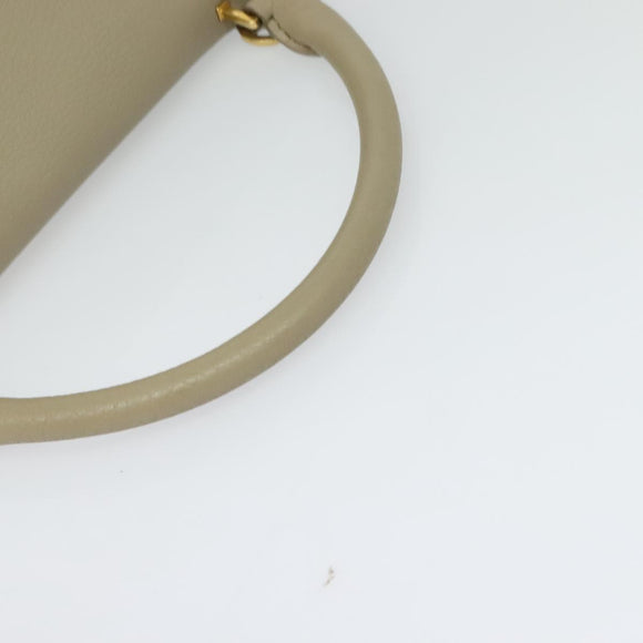 CELINE Trapeze Hand Bag Leather 2way Beige Gold Auth BA4167
