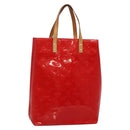 LOUIS VUITTON Monogram Vernis Reade MM Hand Bag Red Rouge M91086 LV Auth BA4169-1
