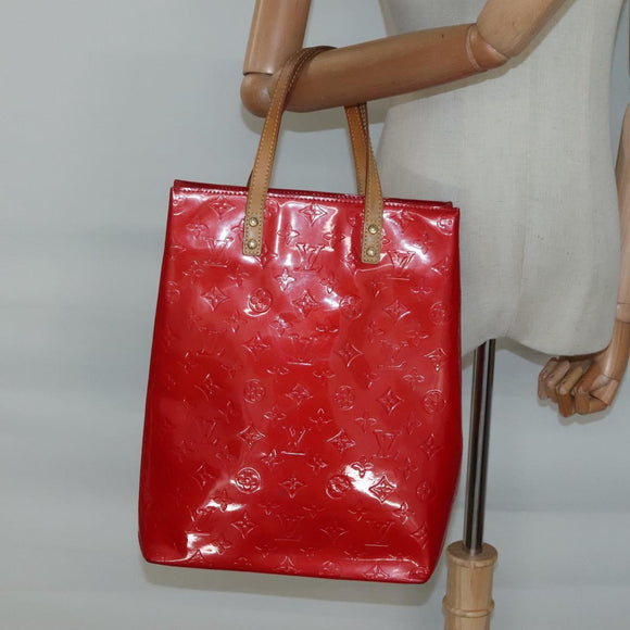 LOUIS VUITTON Monogram Vernis Reade MM Hand Bag Red Rouge M91086 LV Auth BA4169