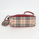 BURBERRY Nova Check Blue Label Shoulder Bag Canvas Beige Silver Auth BA4179-6