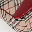 BURBERRY Nova Check Blue Label Shoulder Bag Canvas Beige Silver Auth BA4179-10