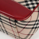 BURBERRY Nova Check Blue Label Shoulder Bag Canvas Beige Silver Auth BA4179-16