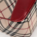 BURBERRY Nova Check Blue Label Shoulder Bag Canvas Beige Silver Auth BA4179-17