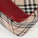 BURBERRY Nova Check Blue Label Shoulder Bag Canvas Beige Silver Auth BA4179-18