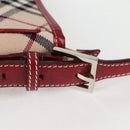 BURBERRY Nova Check Blue Label Shoulder Bag Canvas Beige Silver Auth BA4179-11