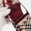 BURBERRY Nova Check Blue Label Shoulder Bag Canvas Beige Silver Auth BA4179-20