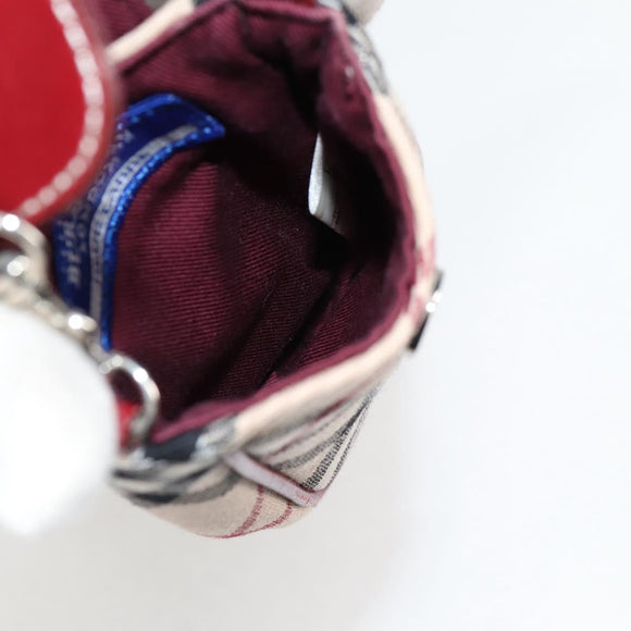 BURBERRY Nova Check Blue Label Shoulder Bag Canvas Beige Silver Auth BA4179