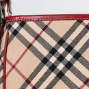 BURBERRY Nova Check Blue Label Shoulder Bag Canvas Beige Silver Auth BA4179-3