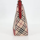 BURBERRY Nova Check Blue Label Shoulder Bag Canvas Beige Silver Auth BA4179-4