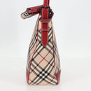 BURBERRY Nova Check Blue Label Shoulder Bag Canvas Beige Silver Auth BA4179-5