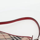 BURBERRY Nova Check Blue Label Shoulder Bag Canvas Beige Silver Auth BA4179-14