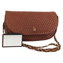 BALLY Quilted Shoulder Bag Leather Brown Gold Auth BA4180-1