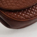 BALLY Quilted Shoulder Bag Leather Brown Gold Auth BA4180-14