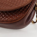BALLY Quilted Shoulder Bag Leather Brown Gold Auth BA4180-15