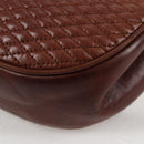 BALLY Quilted Shoulder Bag Leather Brown Gold Auth BA4180-17