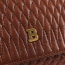 BALLY Quilted Shoulder Bag Leather Brown Gold Auth BA4180-18