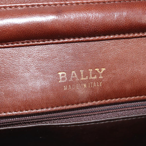 BALLY Quilted Shoulder Bag Leather Brown Gold Auth BA4180