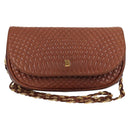 BALLY Quilted Shoulder Bag Leather Brown Gold Auth BA4180-13