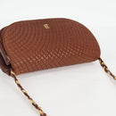 BALLY Quilted Shoulder Bag Leather Brown Gold Auth BA4180-6