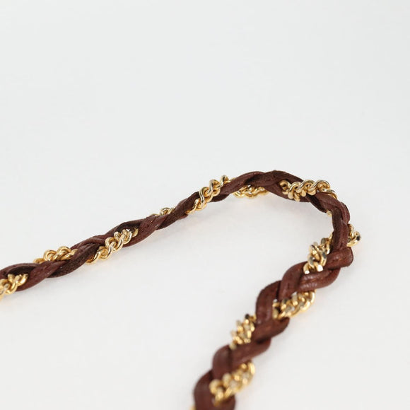 BALLY Quilted Shoulder Bag Leather Brown Gold Auth BA4180