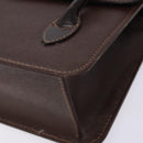 Burberrys Hand Bag Leather Dark Brown Gold Auth BA4181-9