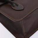 Burberrys Hand Bag Leather Dark Brown Gold Auth BA4181-14