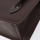 Burberrys Hand Bag Leather Dark Brown Gold Auth BA4181-15