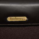 Burberrys Hand Bag Leather Dark Brown Gold Auth BA4181-10