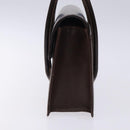 Burberrys Hand Bag Leather Dark Brown Gold Auth BA4181-3