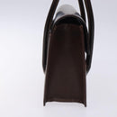 Burberrys Hand Bag Leather Dark Brown Gold Auth BA4181-4