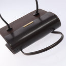 Burberrys Hand Bag Leather Dark Brown Gold Auth BA4181-6