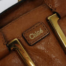Chloe Etel Hand Bag Leather 2way Brown Gold Auth BA4185-14