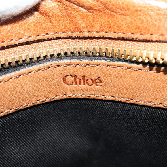 Chloe Etel Hand Bag Leather 2way Brown Gold Auth BA4185