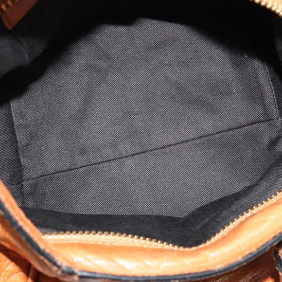 Chloe Etel Hand Bag Leather 2way Brown Gold Auth BA4185